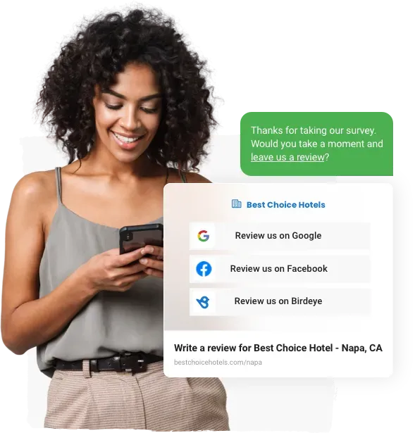 Surveys: End with a review or referral request