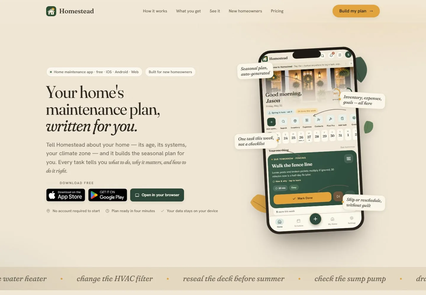 Screenshot of the Homestead website
